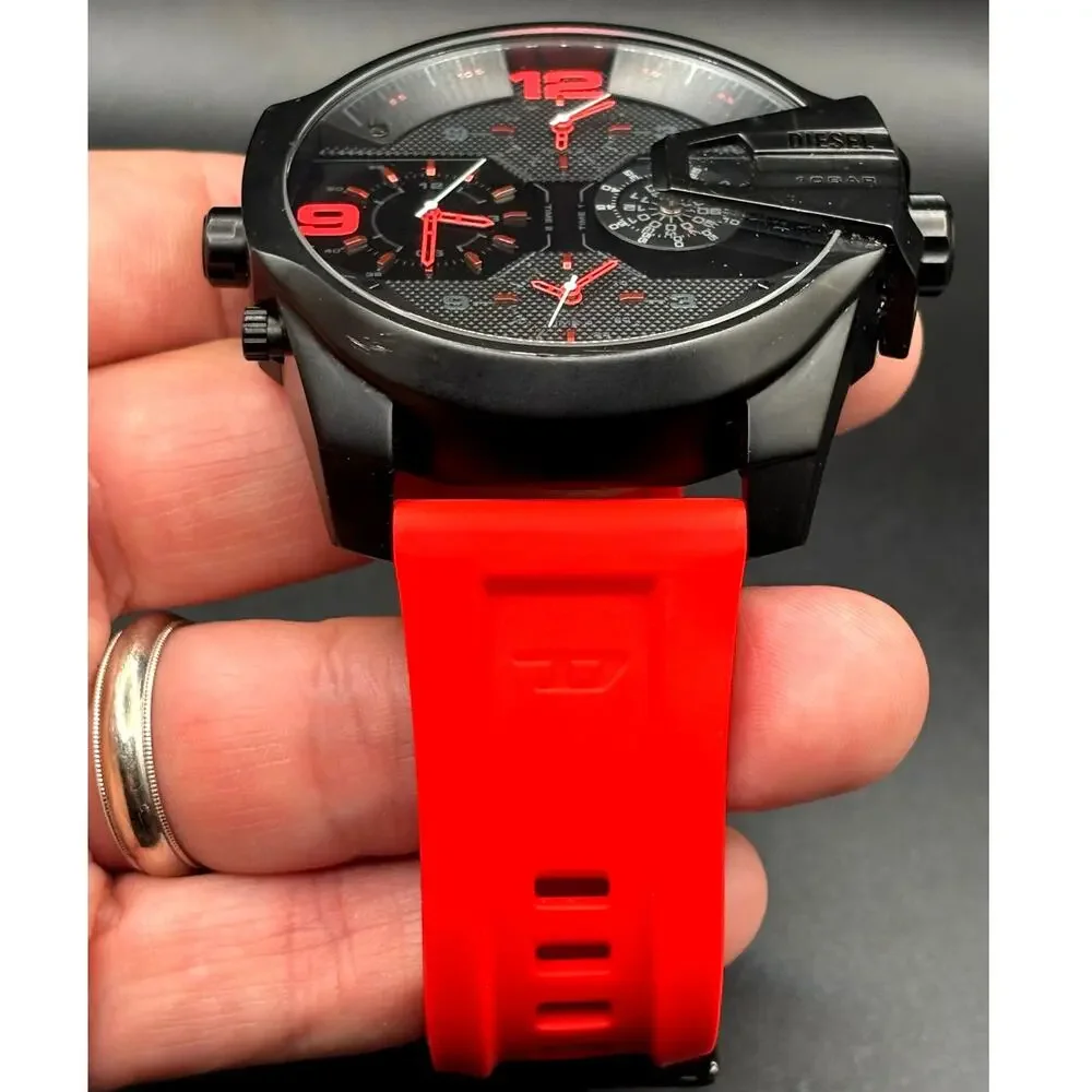 Diesel Uber Chief DZ7466 Four Time Zone Black Red 54mm Men’s Watch